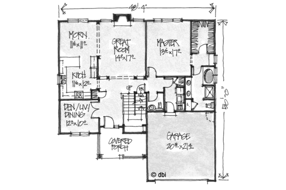 Floor Plan - Main Floor for Country House Plan #20-248 - 4 bed, 2.5 bath