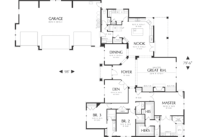 Floor Plan - Main Floor for Craftsman House Plan #48-548 - 4 bed, 3.5 bath
