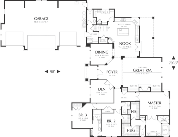 Architectural House Design - Craftsman Floor Plan - Main Floor Plan #48-548