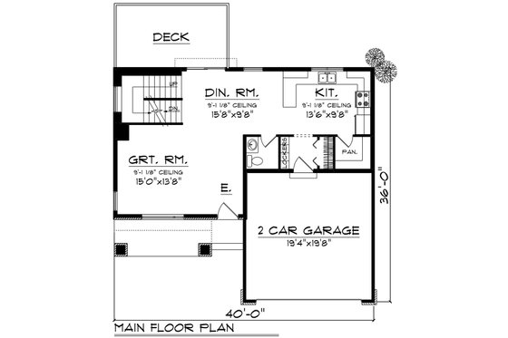 Floor Plan - Main Floor for Modern House Plan #70-1503 - 3 bed, 2.5 bath