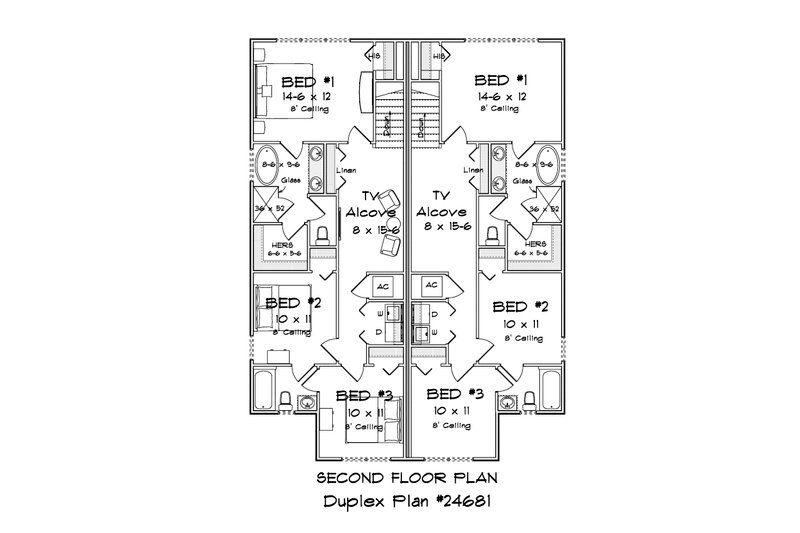House Blueprint - Floor Plan - Upper Floor for Modern House Plan #513-2473 - 3 bed, 2.5 bath