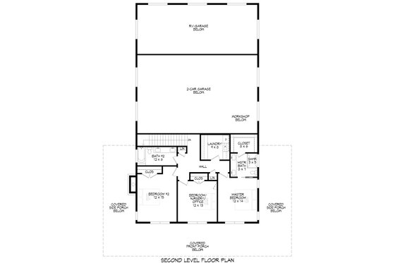 Floor Plan - Upper Floor for Barndominium House Plan #932-1405 - 3 bed, 2 bath