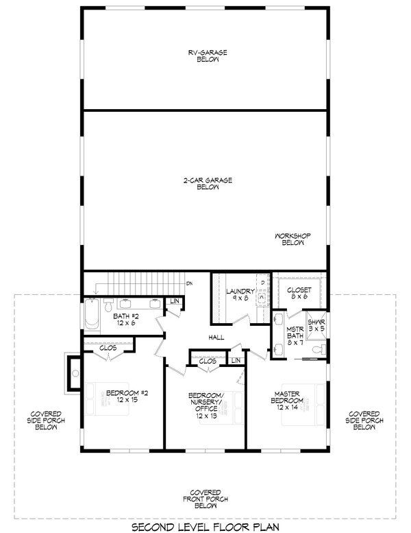 House Blueprint - Barndominium Floor Plan - Upper Floor Plan #932-1405
