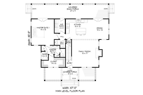 Floor Plan - Main Floor for Cabin House Plan #932-252 - 3 bed, 3.5 bath