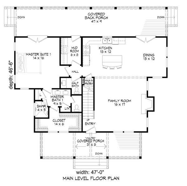 Home Plan - Cabin Floor Plan - Main Floor Plan #932-252