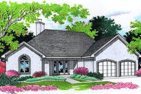 Exterior - Front Elevation for European House Plan #45-267 - 3 bed, 2 bath