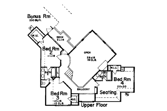 Floor Plan - Upper Floor for European House Plan #52-153 - 4 bed, 3.5 bath
