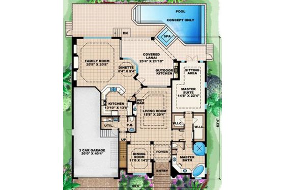 Floor Plan - Main Floor for European House Plan #27-424 - 4 bed, 3.5 bath