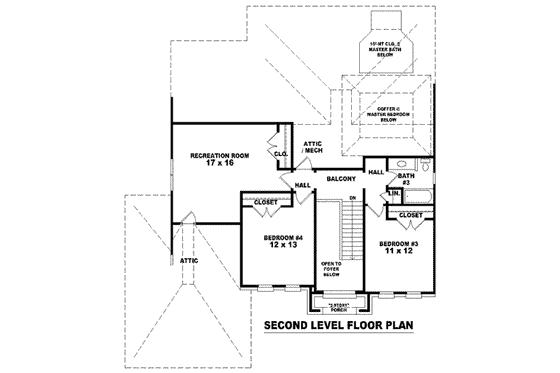 Floor Plan - Upper Floor for European House Plan #81-932 - 4 bed, 3.5 bath