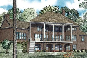 Exterior - Rear Elevation for European House Plan #17-2460 - 6 bed, 7.5 bath