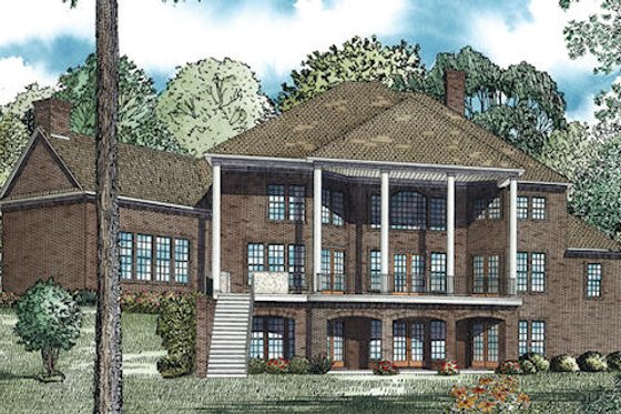 Exterior - Rear Elevation for European House Plan #17-2460 - 6 bed, 7.5 bath
