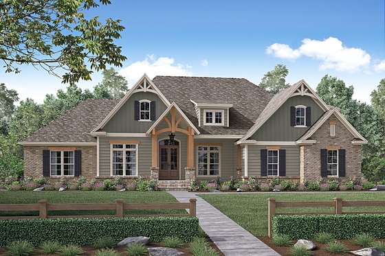Exterior - Front Elevation 4 for Craftsman House Plan #430-155 - 4 bed, 2.5 bath
