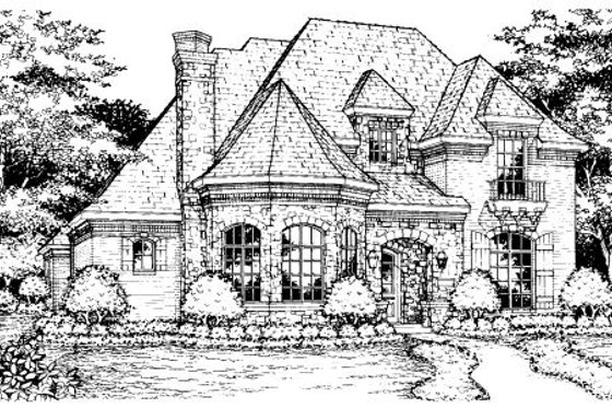 Exterior - Front Elevation for European House Plan #141-300 - 4 bed, 4.5 bath