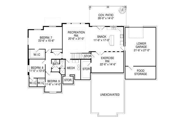 European Floor Plan - Lower Floor Plan #920-87
