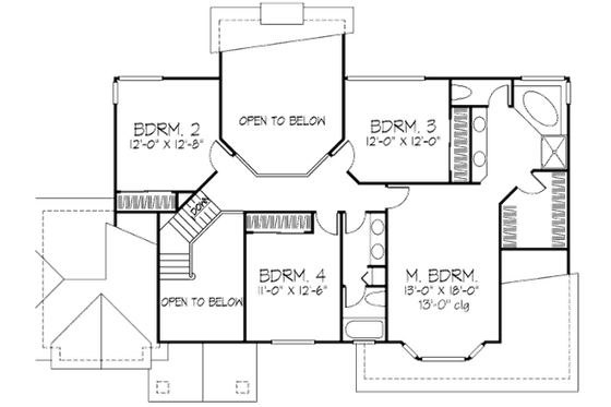 Floor Plan - Upper Floor for European House Plan #320-456 - 4 bed, 2.5 bath