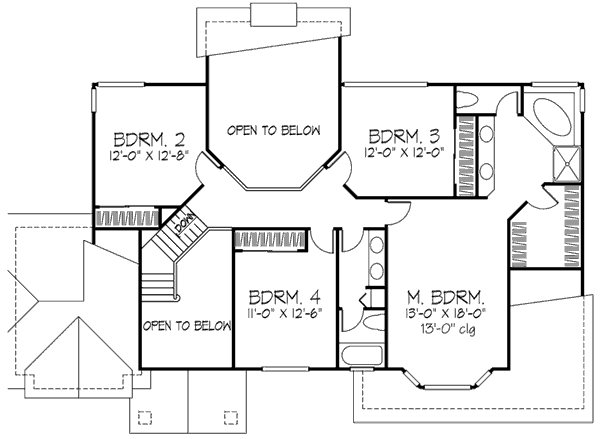 Architectural House Design - European Floor Plan - Upper Floor Plan #320-456