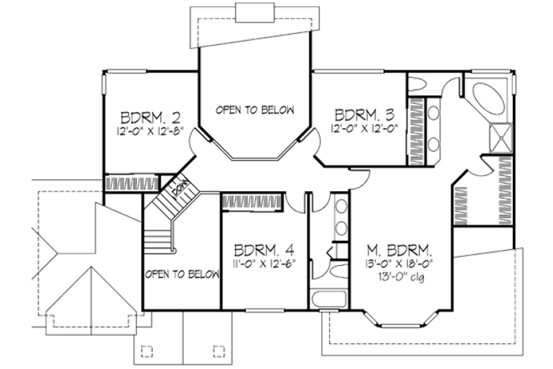 Home Plan - Floor Plan - Upper Floor for European House Plan #320-456 - 4 bed, 2.5 bath
