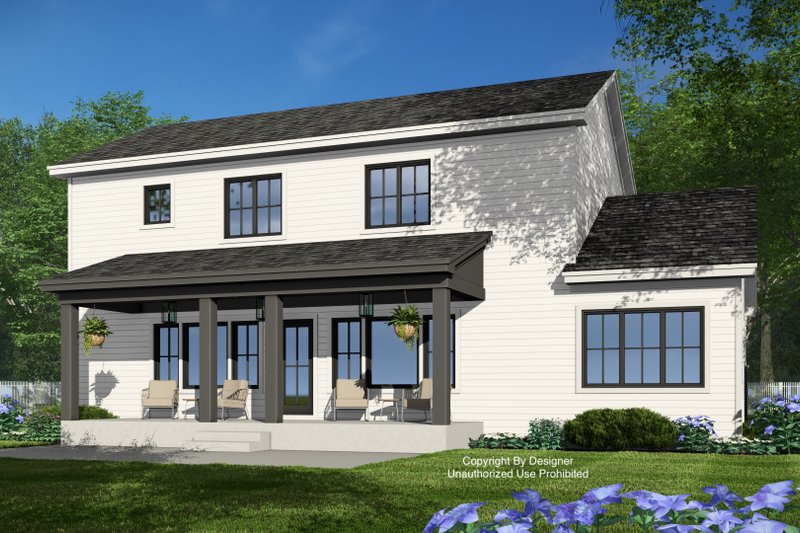 Architectural House Design - Exterior - Rear Elevation 1 for Farmhouse House Plan #51-1383 - 4 bed, 3.5 bath