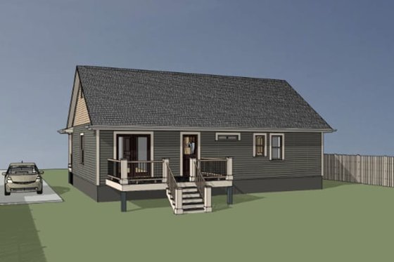 Exterior - Rear Elevation 1 for Country House Plan #79-118 - 3 bed, 2 bath
