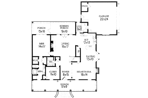 Floor Plan - Main Floor for Country House Plan #15-210 - 4 bed, 3 bath
