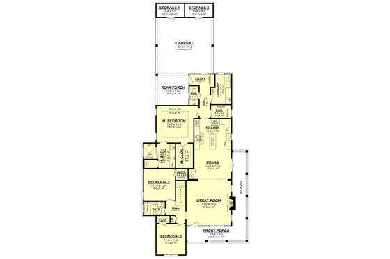 Floor Plan - Main Floor 4 for Farmhouse House Plan #430-274 - 4 bed, 3.5 bath