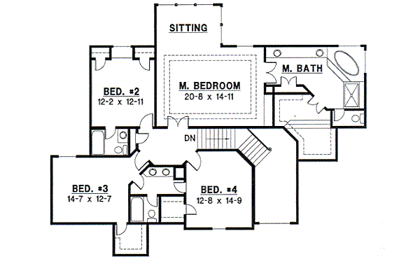 Traditional Floor Plan - Upper Floor Plan #67-589