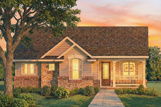 Exterior - Front Elevation for Ranch House Plan #80-101 - 2 bed, 2 bath