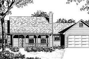 Country Exterior - Front Elevation Plan #14-144