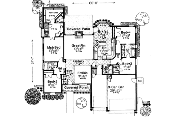 Floor Plan - Main Floor for Southern House Plan #310-242 - 4 bed, 3 bath