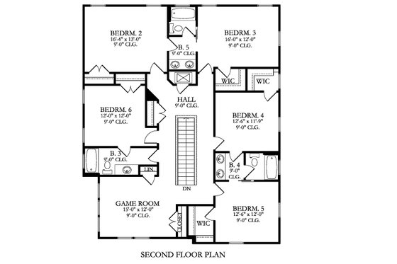 Floor Plan - Upper Floor for Farmhouse House Plan #1058-176 - 6 bed, 4.5 bath