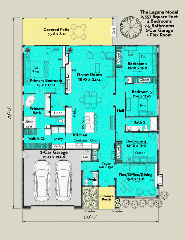 House Blueprint - Ranch Floor Plan - Main Floor Plan #489-3
