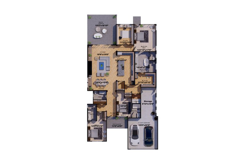 Dream House Plan - Floor Plan - Main Floor for Farmhouse House Plan #1110-46 - 3 bed, 3.5 bath