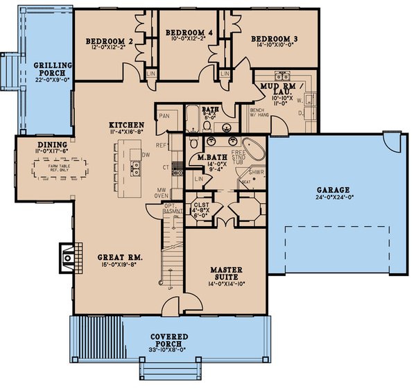 House Plan Design - Farmhouse Floor Plan - Main Floor Plan #923-276