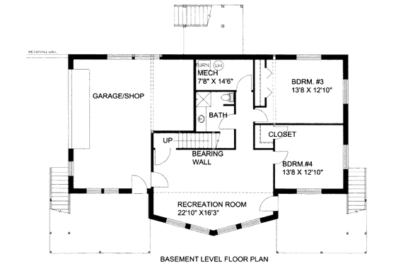 Floor Plan - Lower Floor for Cabin House Plan #117-607 - 3 bed, 2 bath