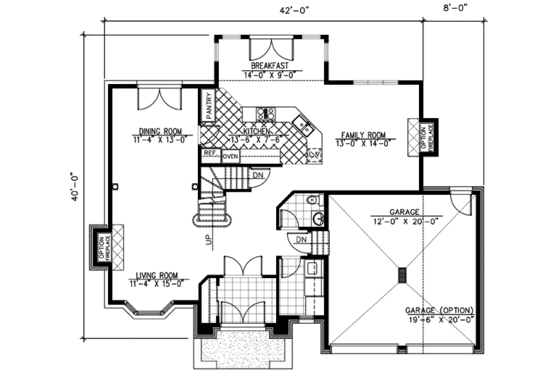 Floor Plan - Main Floor for European House Plan #138-214 - 3 bed, 2.5 bath