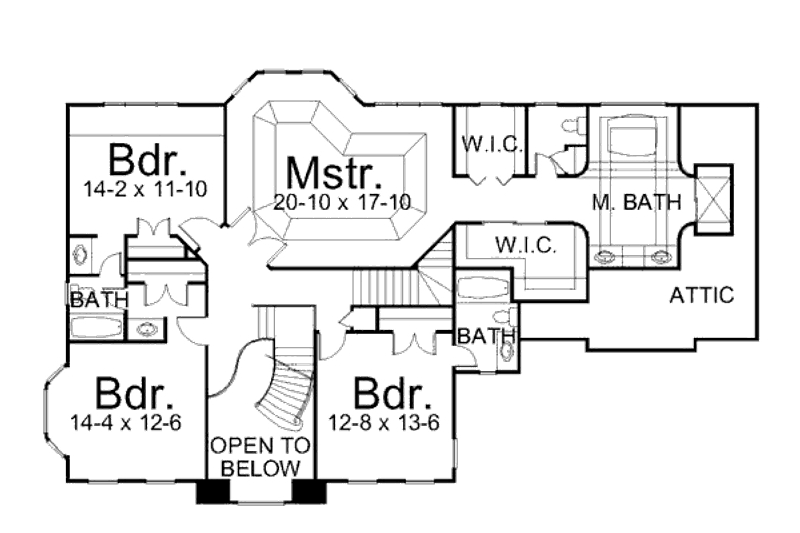 Dream House Plan - Floor Plan - Upper Floor for European House Plan #119-334 - 4 bed, 4 bath