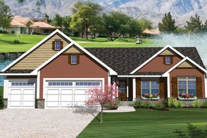 Ranch Exterior - Front Elevation Plan #70-1047