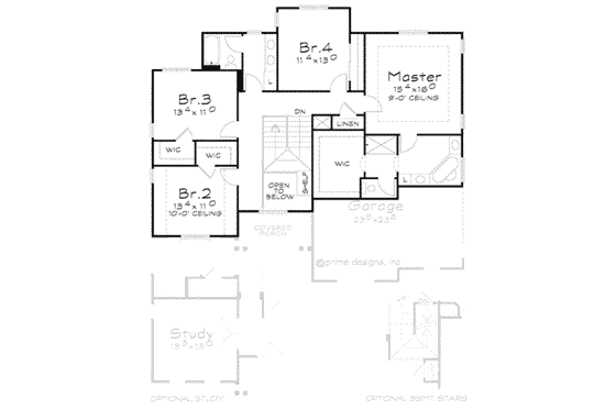Floor Plan - Upper Floor for Traditional House Plan #20-1842 - 4 bed, 3 bath