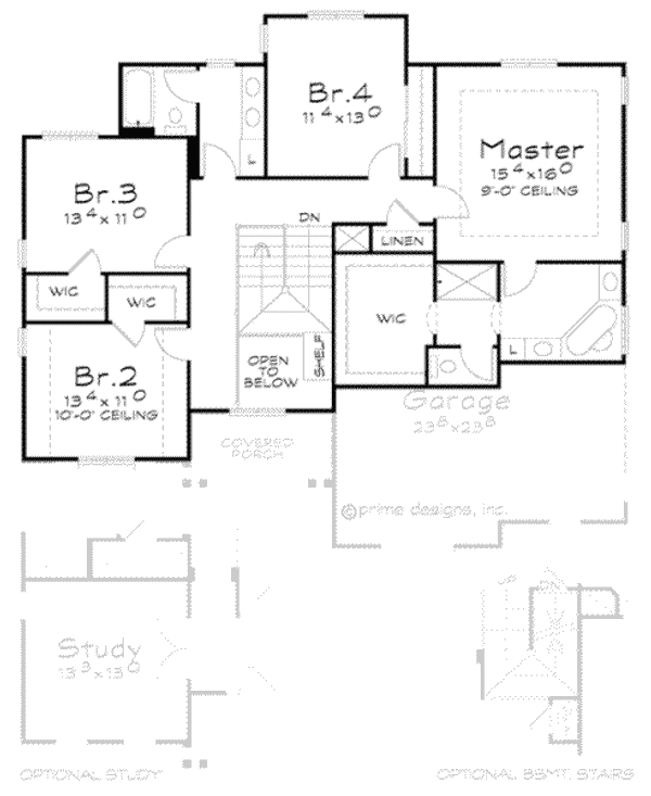 Floor Plan - Upper Floor for Traditional House Plan #20-1842 - 4 bed, 3 bath