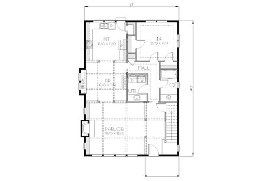 Floor Plan - Main Floor for Traditional House Plan #423-10 - 4 bed, 2 bath