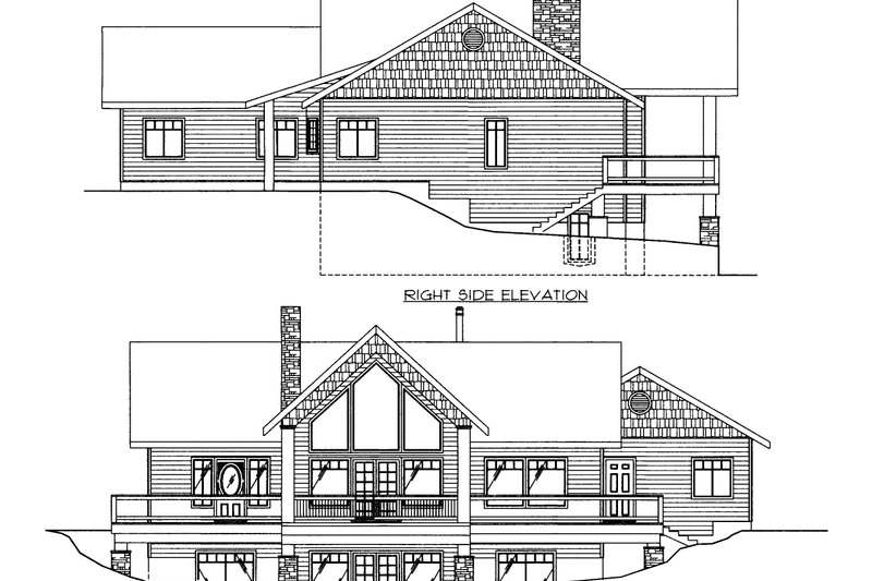 House Blueprint - Exterior - Rear Elevation for Craftsman House Plan #117-1090 - 2 bed, 3 bath