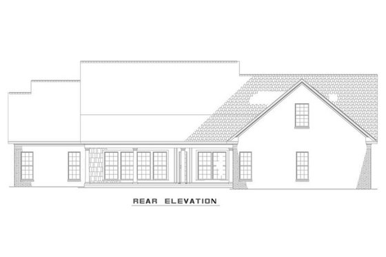 Exterior - Rear Elevation 3 for Southern House Plan #17-2588 - 3 bed, 2.5 bath