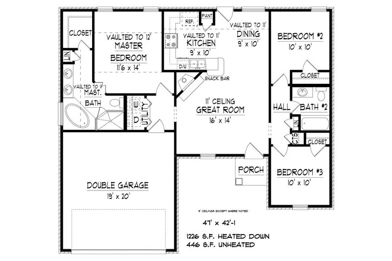 European Style House Plan - 3 Beds 2 Baths 1672 Sq/Ft Plan #424-400 ...