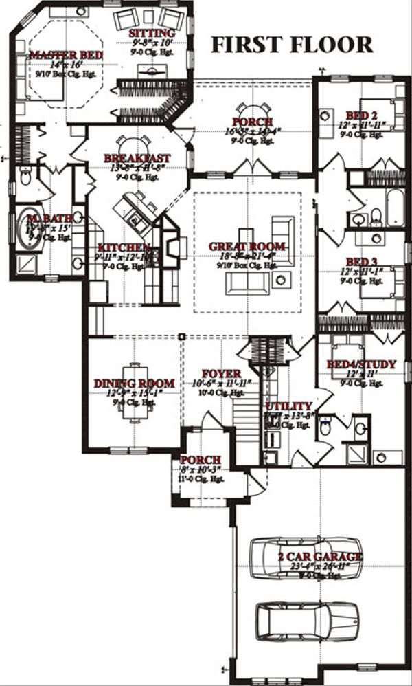 European Floor Plan - Main Floor Plan #63-216