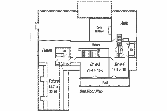 Floor Plan - Upper Floor for Southern House Plan #329-319 - 4 bed, 4 bath
