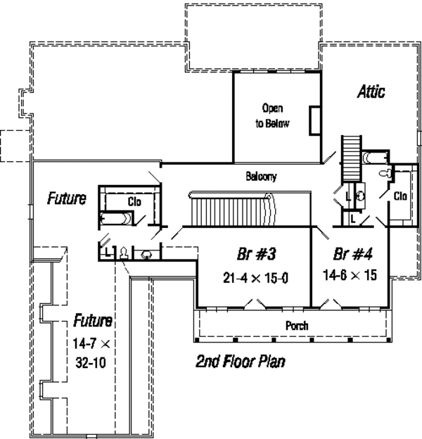 Southern Floor Plan - Upper Floor Plan #329-319