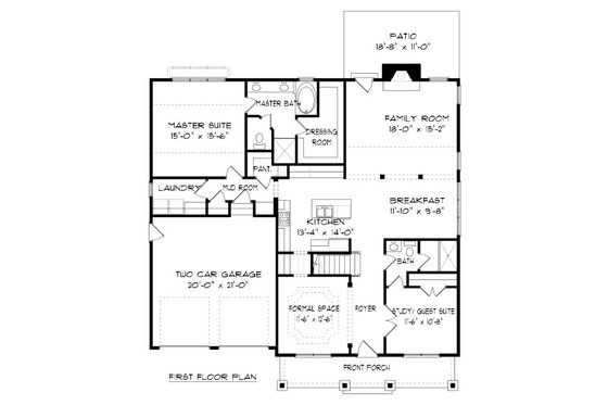 Floor Plan - Main Floor for Tudor House Plan #413-879 - 4 bed, 4 bath