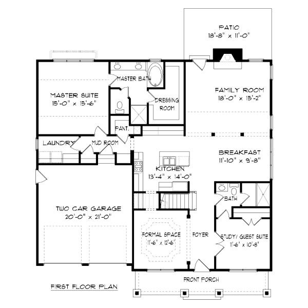 House Plan Design - Tudor Floor Plan - Main Floor Plan #413-879