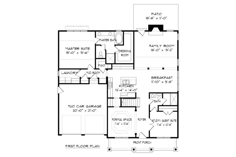 Dream House Plan - Floor Plan - Main Floor for Tudor House Plan #413-879 - 4 bed, 4 bath