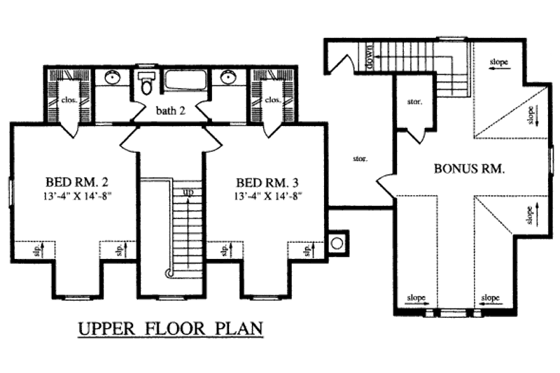 Home Plan - Floor Plan - Upper Floor for Country House Plan #42-346 - 3 bed, 2.5 bath
